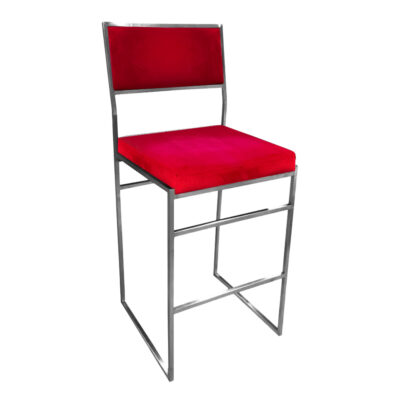 Claire Stool Silver Red Cushion