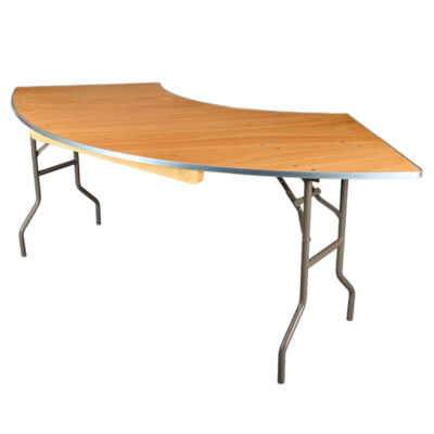 Serpentine Plywood Folding Table 7'pies (Metal edge)